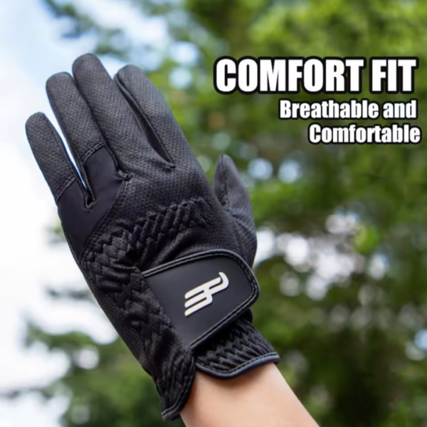 golf glove, breathable golf glove, black golf glove, nano fabric glove, left hand golf glove, golf accessories, durable golf glove, all-weather golf glove