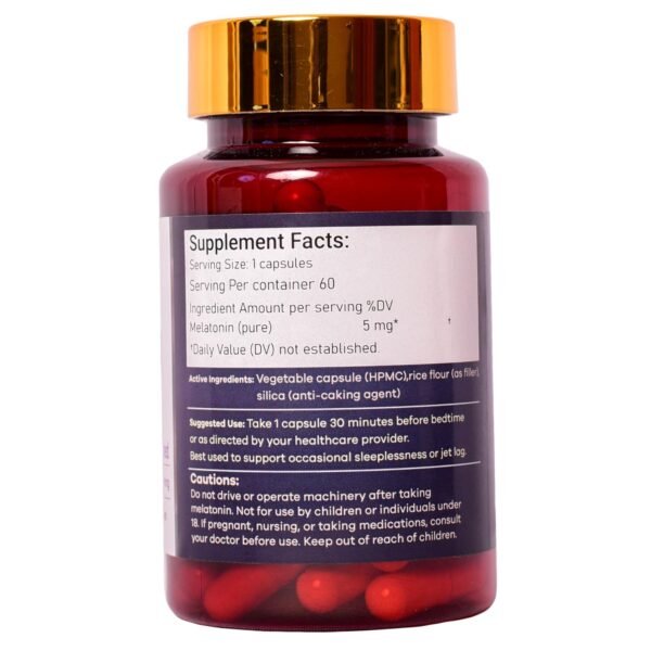 melatonin capsules, sleep support, natural sleep aid, jet lag relief, non-habit forming sleep supplement, circadian rhythm support, restful sleep, relaxation capsules, sleep health, natural supplement