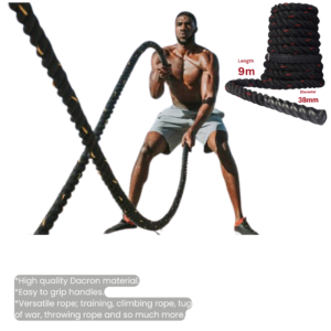 battle rope, 50 mm HIIT rope, fitness equipment, strength training, cardio workout, home gym, gym accessory, durable rope