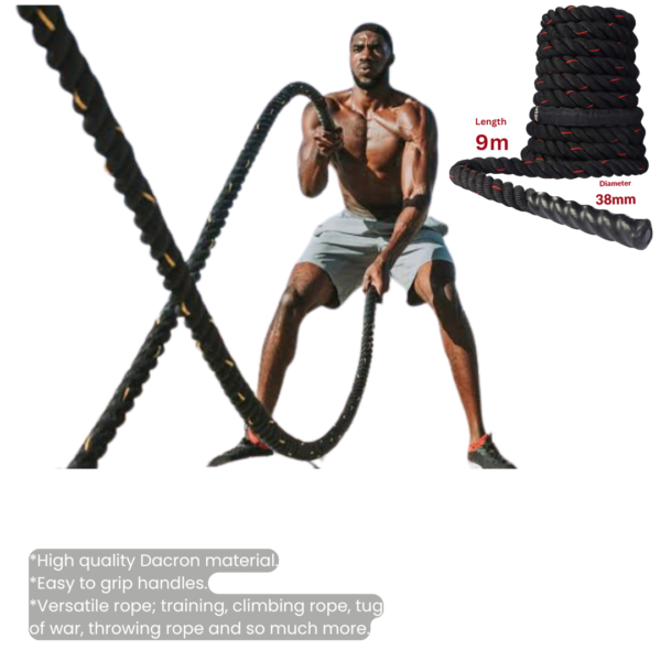 battle rope, 50 mm HIIT rope, fitness equipment, strength training, cardio workout, home gym, gym accessory, durable rope