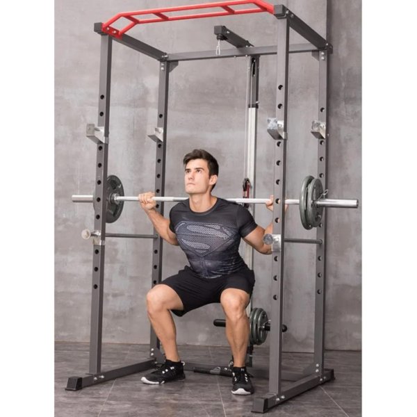 power rack, home gym, squat rack, strength training, adjustable rack, pull-up station, dip station, weightlifting equipment, full body workout, gym equipment