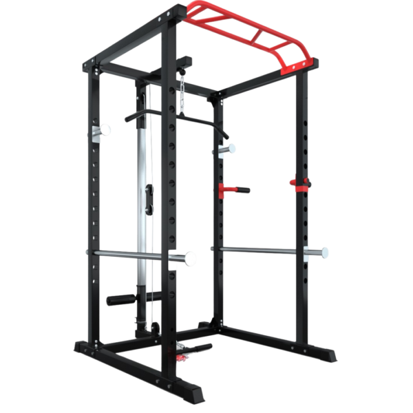 power rack, home gym, squat rack, strength training, adjustable rack, pull-up station, dip station, weightlifting equipment, full body workout, gym equipment