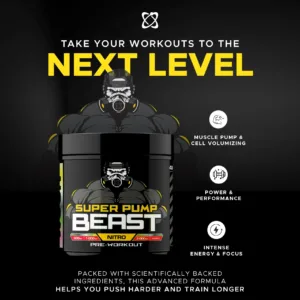 USN, Super Pump Beast, Cherry, Pre-Workout, Muscle Pump, Energy Supplement, L-Citrulline Malate, Beta-Alanine, Caffeine, Bodybuilding, Fitness, 500g, Glycogen Support, Nitric Oxide, Endurance, Focus, Vitamin C, Nicotinic Acid, Gym Supplements, Beast Mode